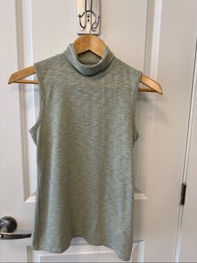 Rachel Zoe Sleeveless Turtleneck Office Business Casual Summer Tank in Sage